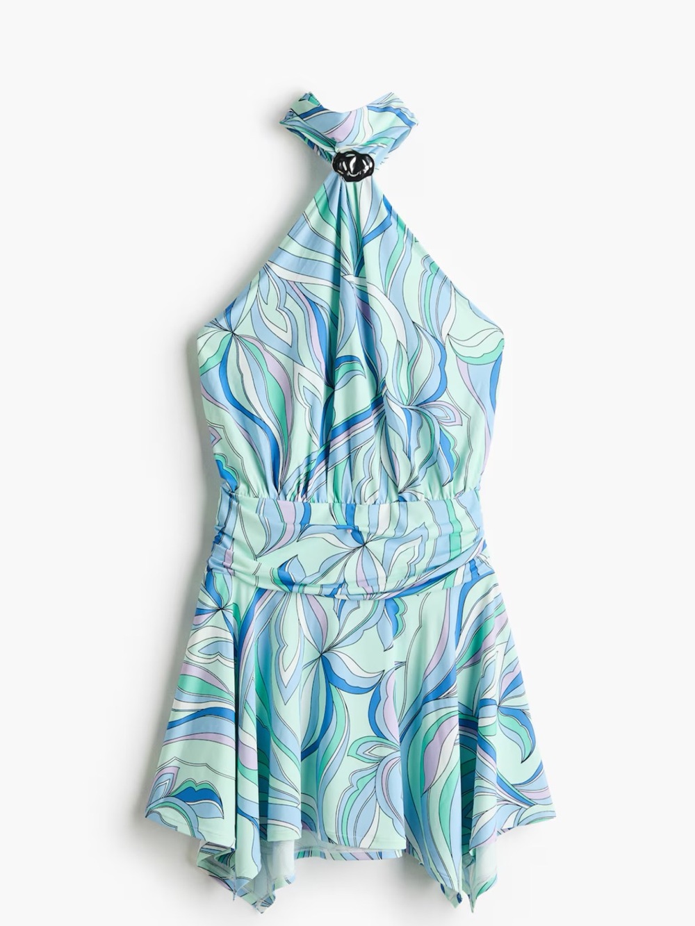 H&M Pastel Swirl Halter Mini Dress in Aqua, Blue, Mint